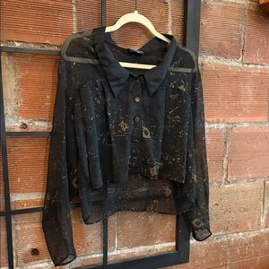 Ann Taylor Black Sheer Blouse